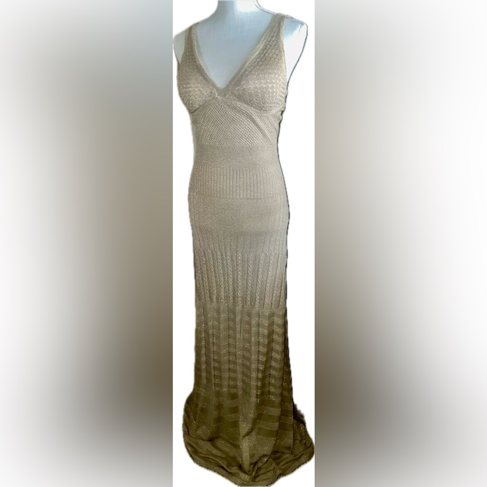 XOXO Gold Mesh Maxi Bra Dress